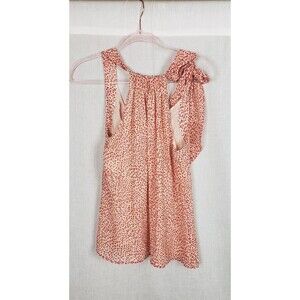 Equipment‎ Femme Reine Blouse Top S Molten Lava Multi 100% Silk Sleeveless Bow